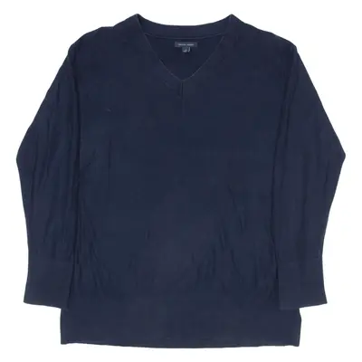TOMMY HILFIGER Jumper Blue Tight Knit V-Neck Mens L