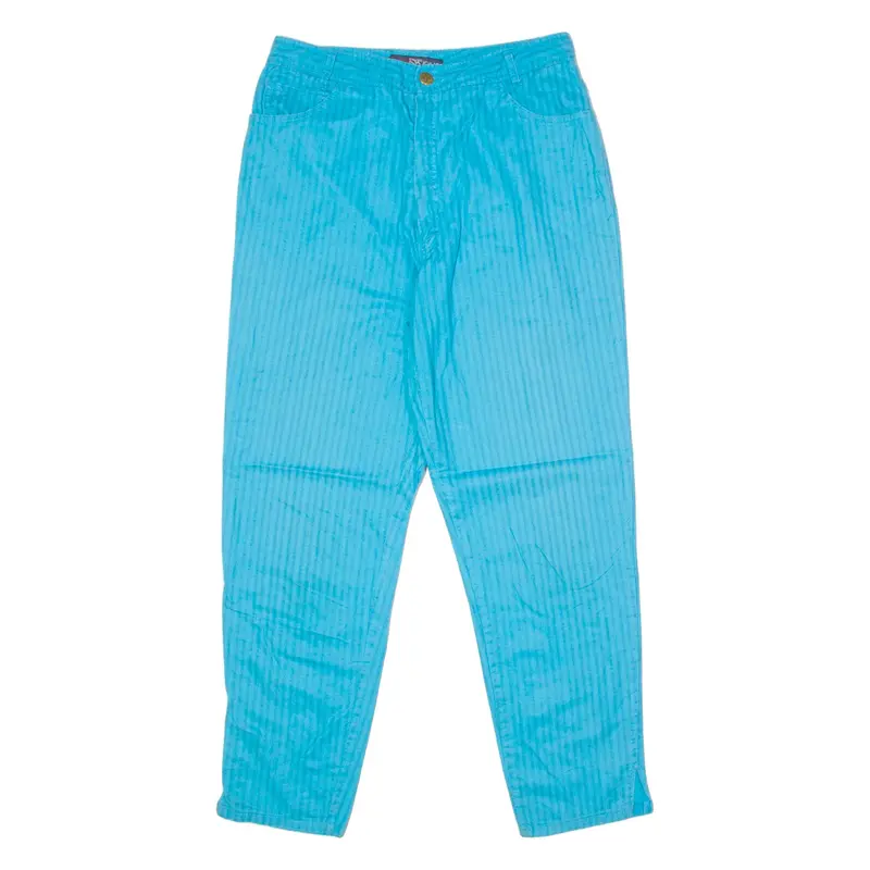 MAD JEANS Striped Womens Trousers Blue Regular Straight 80s W28 L26