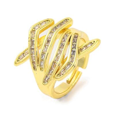 Hug Hand Brass Micro Pave Cubic Zirconia Adjustable Rings for Women