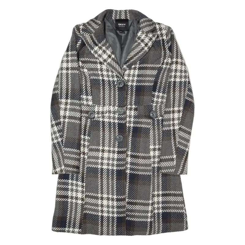 OXXY Overcoat Coat Grey Check Womens S
