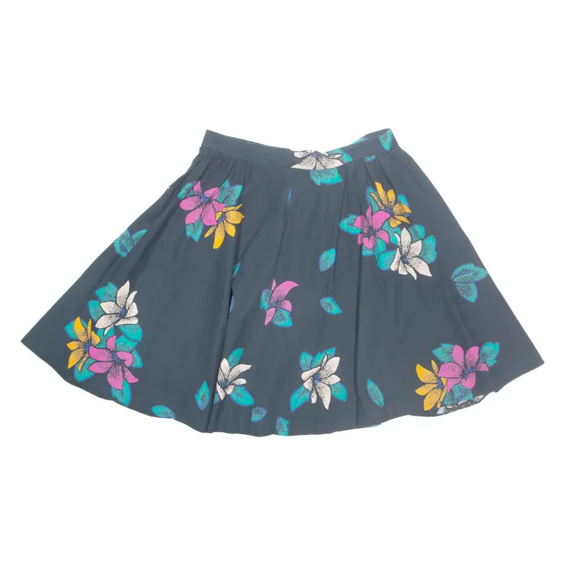 Womens Skater Skirt Green Knee Length Floral XS