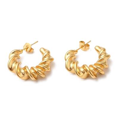 Ion Plating(IP) 304 Stainless Steel Twist Round Earrings