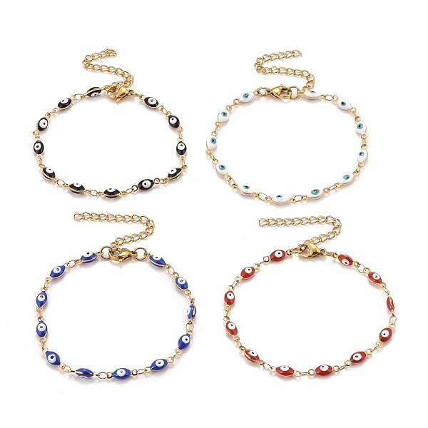 Enamel Horse Eye Link Chains Bracelet
