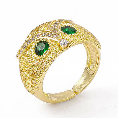 Cubic Zirconia Owl Open Cuff Rings