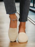 Women's Simple Solid Color Flat Shoes, Casual Comfortable Breathable Slip One Thin Shoes, Female Basic Textile Round Toe Shoe...