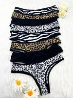 Women's  Plain / Leopard / Zebra Stripe Print Seamless Thong, Soft Comfy Breathable Panty for Daily Wear, Ladies Underwear fo...
