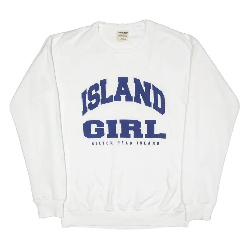 COMFORT WASH Island Girl USA Sweatshirt White Mens S