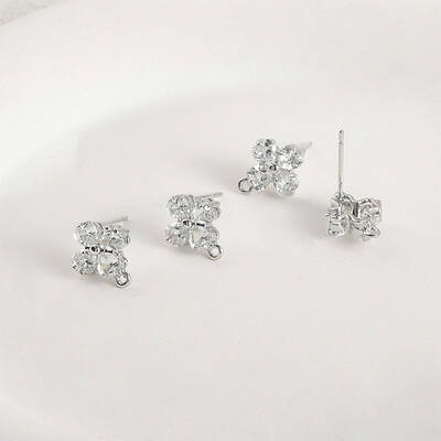 Brass Micro Pave Cubic Zirconia Stud Earring Findings