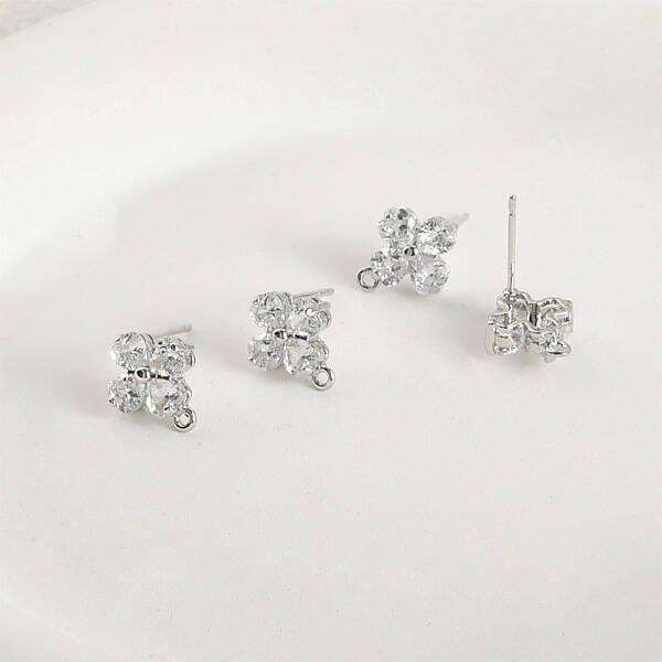 Brass Micro Pave Cubic Zirconia Stud Earring Findings
