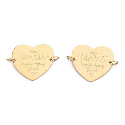 304 Stainless Steel Heart with Word MAMA Connector Charms