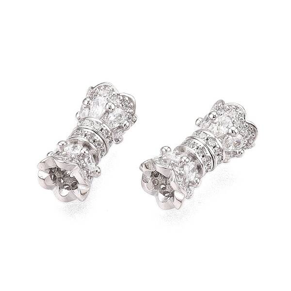 925 Sterling Silver Micro Pave Cubic Zirconia Screw Clasps