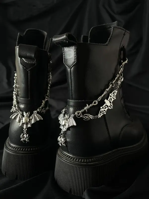 Punk Style Vampire Devil Wings Spider Pendant, Fashionable Chain Design Shoe Decoration Charms, DIY Detachable Shoe Accessori...