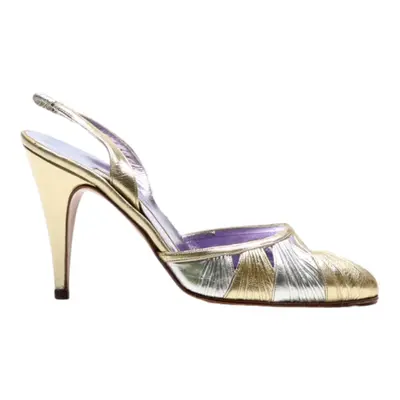 GAMBASSI MODA Slingback Heels Gold Leather Womens UK 2.5