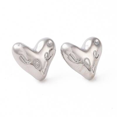 Brass Heart Stud Earrings for Women