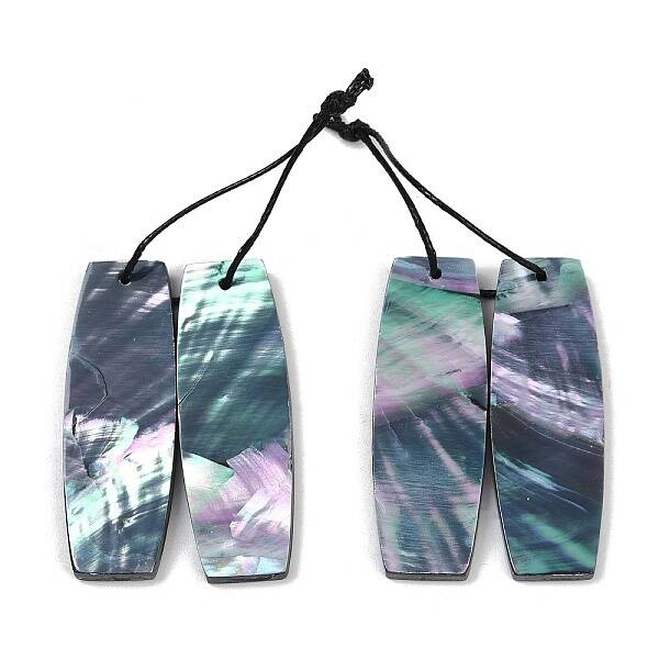 2Pcs Natural Black Lip Shell Pendants