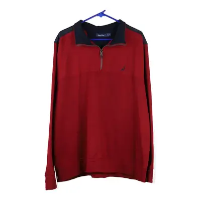 Nautica 1/4 Zip - XL Red Cotton Blend