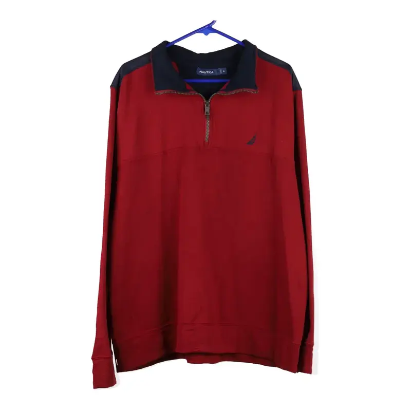 Nautica 1/4 Zip - XL Red Cotton Blend