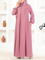 Women's Plain Round Neck Long Sleeve Dress, Casual Solid Color Crew Neck Abaya for Daily Wear, Ladies Clothes for All Seasons...