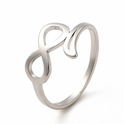 Non-Tarnish 304 Stainless Steel Hollow Out Infinity Finger Ring for Women