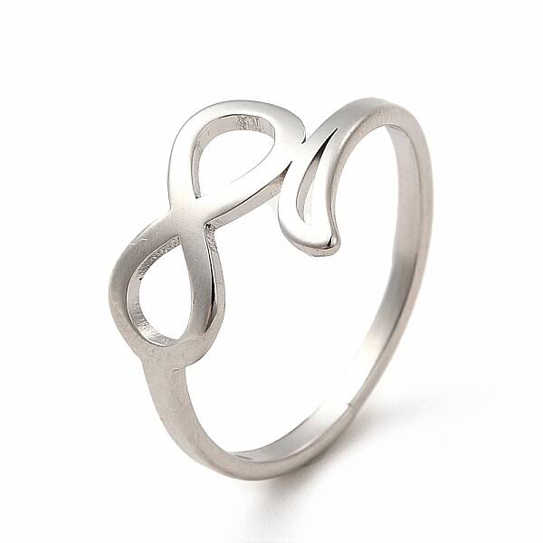 Non-Tarnish 304 Stainless Steel Hollow Out Infinity Finger Ring for Women