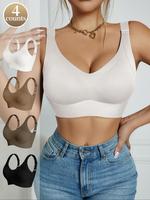 Women's Solid Wireless Bra, Comfortable Fit Breathable Backless Push Up Bra, Fit Soft Supportive Lingerie for Daily Wear, Bra...