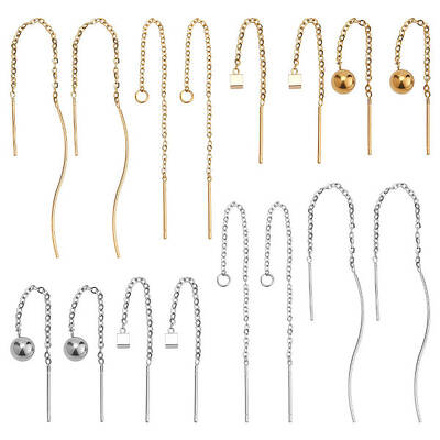 16Pcs 8 Style Cube & Round & Twist 304 Stainless Steel Stud Earrings