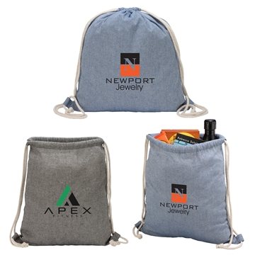 150 Customized Huron Recycled Cotton Drawstring Tote - 70% ...