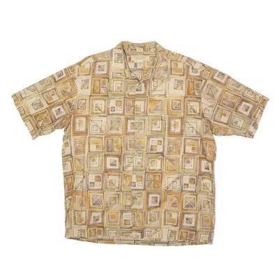 ISLAND REPUBLIC Shirt Beige Crazy Pattern Short Sleeve Mens L