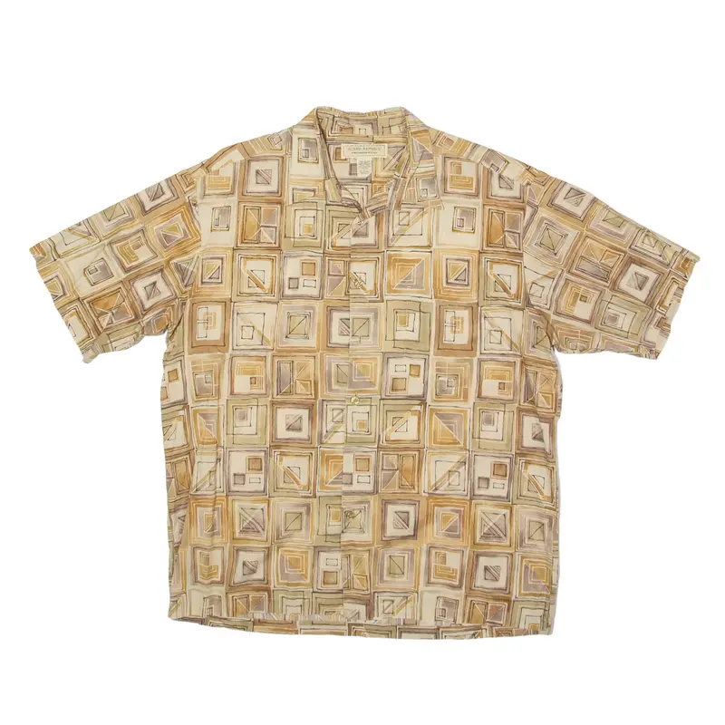 ISLAND REPUBLIC Shirt Beige Crazy Pattern Short Sleeve Mens L