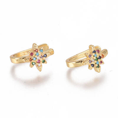 Golden Plated Brass Micro Pave Cubic Zirconia Cuff Earrings