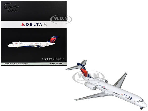 Boeing 717-200 Commercial Aircraft Delta Air Lines (N947AT) White with Blue and Red Tail Gemini 200 Series 1/200 Diecast ...