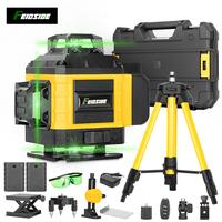 16 line laser 360 level automatic leveling, 4x360 ° professional 4D green cross line laser level, 2 batteries, 1 charger, wi...