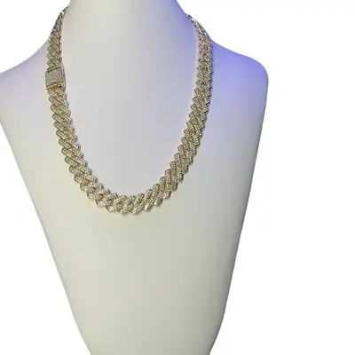 14k Gold Plated Necklace with Prong Set CZ Stones