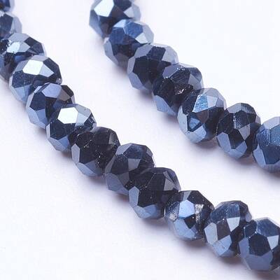 Faceted Rondelle Electroplate Half Plated Glass Beads Strands