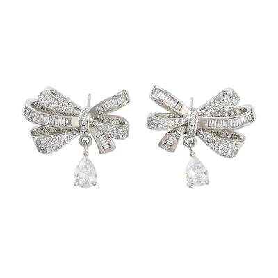 Rack Plating Brass Micro Pave Cubic Zirconia Stud Earring