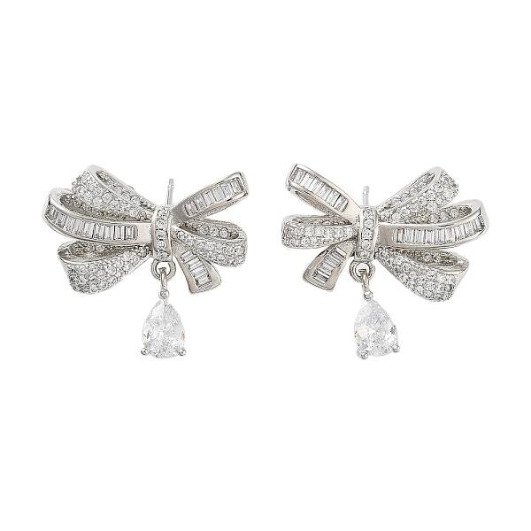 Rack Plating Brass Micro Pave Cubic Zirconia Stud Earring