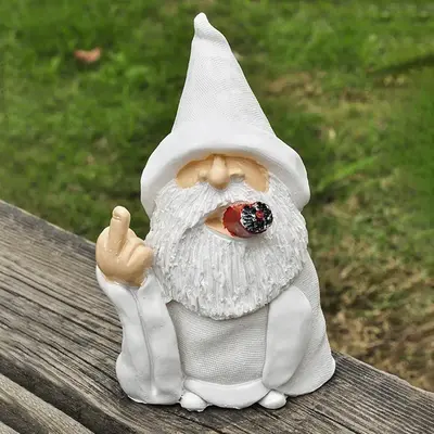 Dwarf Design Garden Decor, Smoking Garden Gnome Statue, Resin Dwarf Ornament, Garden Decor Supplies for Outdoor Yard Lawn De...