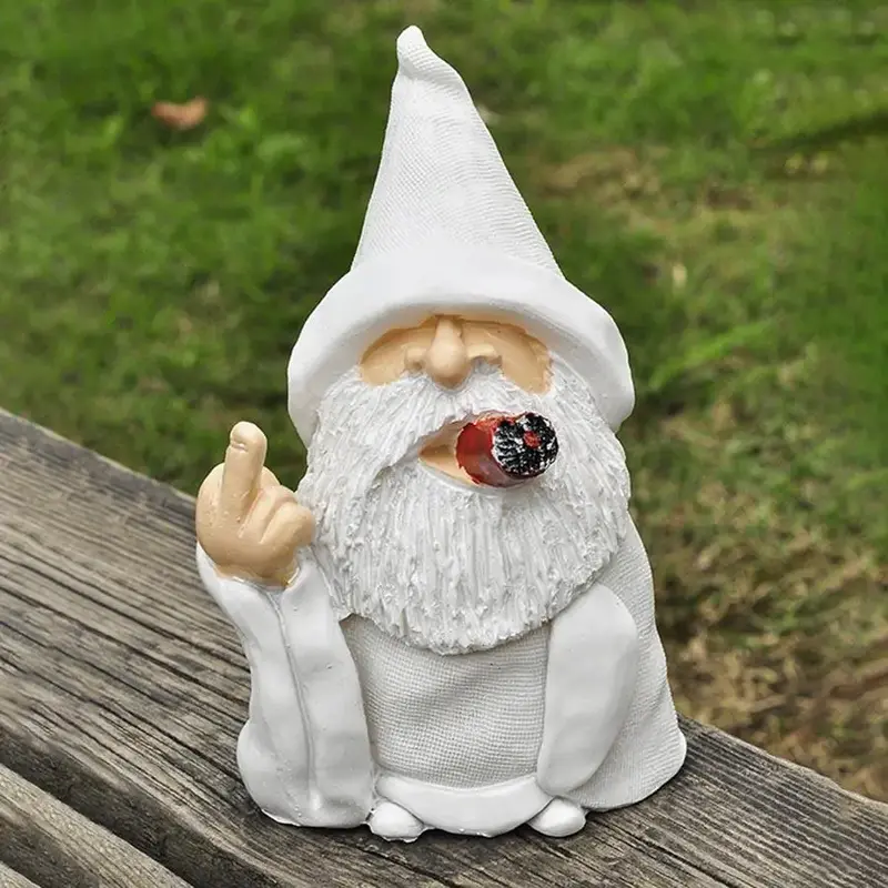 Dwarf Design Garden Decor, Smoking Garden Gnome Statue, Resin Dwarf Ornament, Garden Decor Supplies for Outdoor Yard Lawn De...