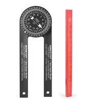 Carpenter Angle Finder, 1 Set Woodworking Scale Mitre Saw Protractor Level with Marking Pencil, Office Measuring Tool
