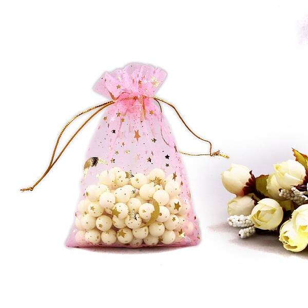 Gold Stamping Moon & Star Organza Drawstring Gift Storage Bags