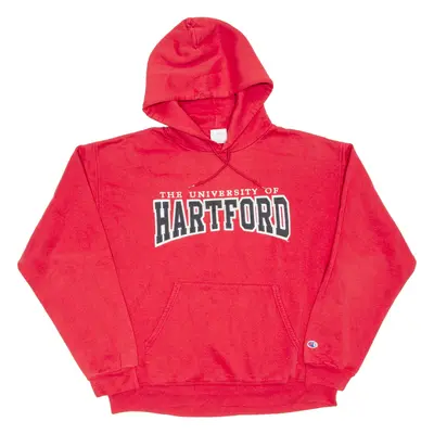 CHAMPION Hartford University Mens Red Hoodie USA L