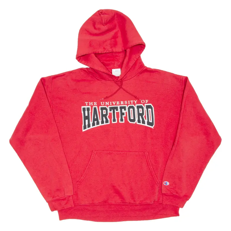 CHAMPION Hartford University Mens Red Hoodie USA L
