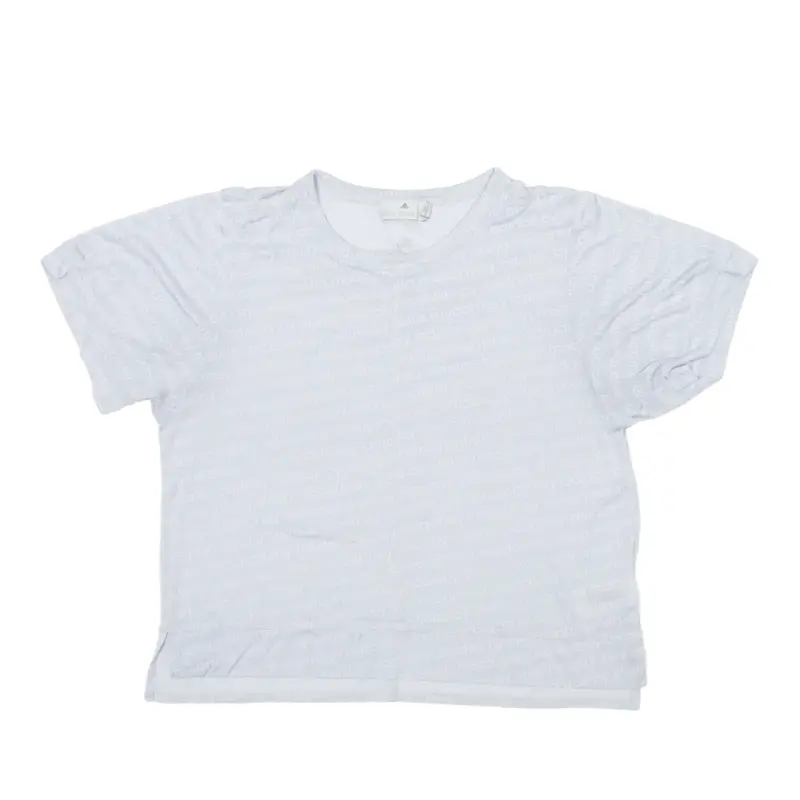 ADIDAS STELLA MCCARTNEY Active Wear Logo All Over Print T-Shirt Blue Short Sleeve Womens S