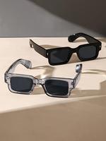 Cool Unisex Vintage Square Frame Sunglasses, Trendy Casual Clear Sunglasses for Everyday Use, Fashion Accessories for Outdoo...