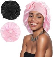2 pcs Satin Bonnet Silk sleeping Bonnet for Sleeping Women, Ajustable hair Bonnet for Curly Hair With Tie Band