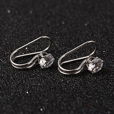 304 Stainless Steel Rhinestone Cuff Earrings
