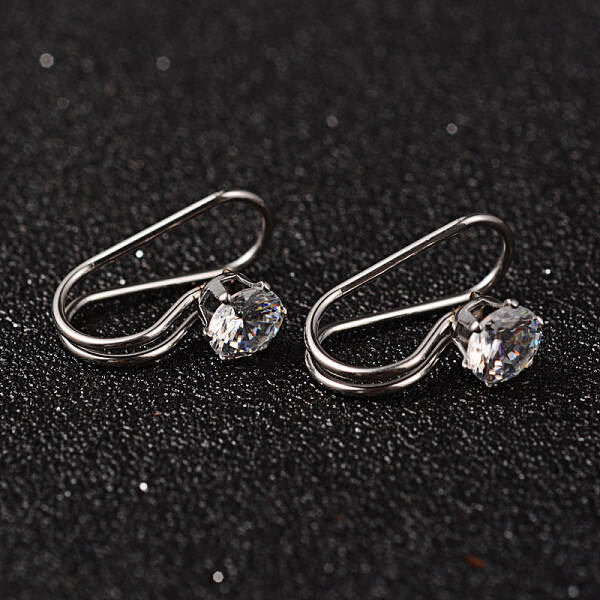 304 Stainless Steel Rhinestone Cuff Earrings