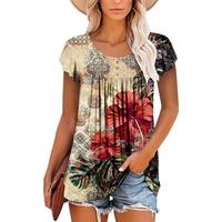 Angerella Women's Short Sleeve Summer Tunic Tops Flowy Flare Button Down Tunic Shirts Blouses S-3XL