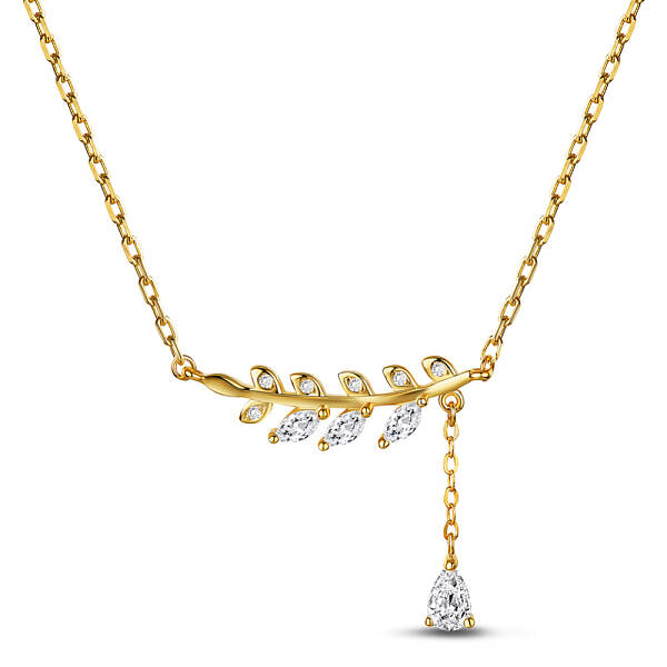 925 Sterling Silver Leaf CZ Pendant Necklaces