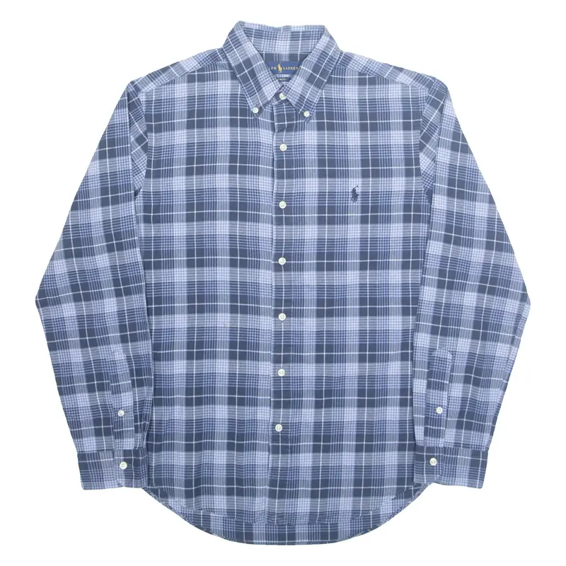 RALPH LAUREN Slim Fit Mens Shirt Blue Check Long Sleeve M